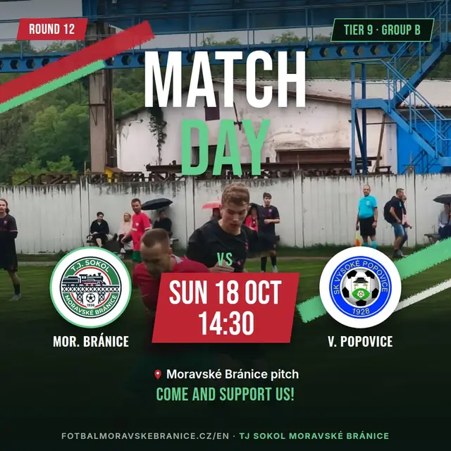 Match poster: M. Bránice – V. Popovice