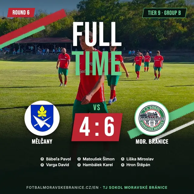 Match graphic: Mělčany – Moravské Bránice 4:6 (1:2)