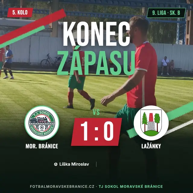 Grafika k zápasu: Moravské Bránice – Lažánky 1:0 (0:0)