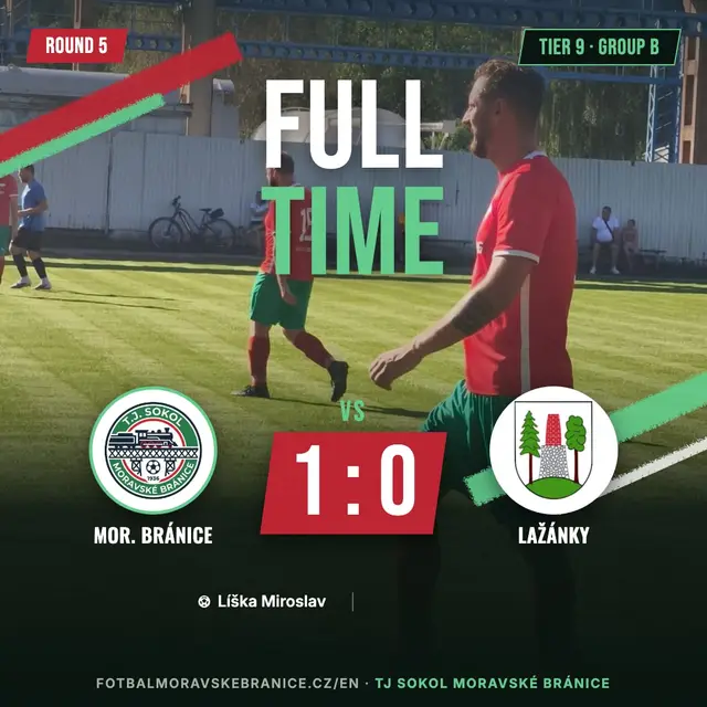 Match graphic: Moravské Bránice – Lažánky 1:0 (0:0)