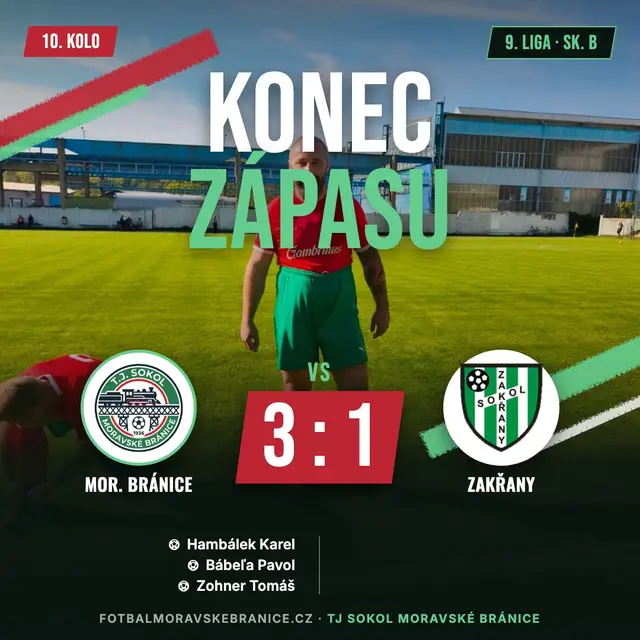 Grafika k zápasu: Moravské Bránice – Zakřany 3:1