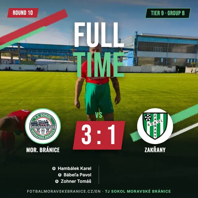 Match graphic: Moravské Bránice – Zakřany 3:1