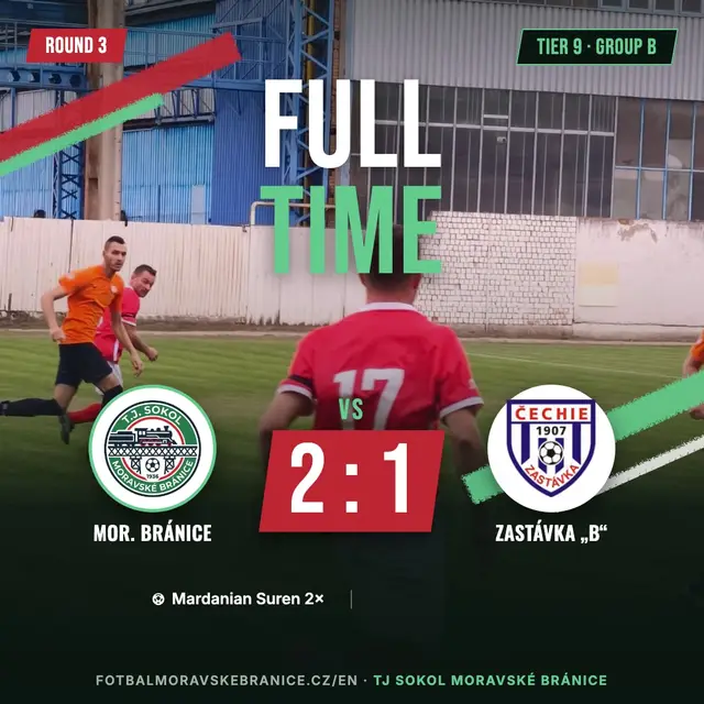 Match graphic: Moravské Bránice – Zastávka „B“ 2:1 (1:1)