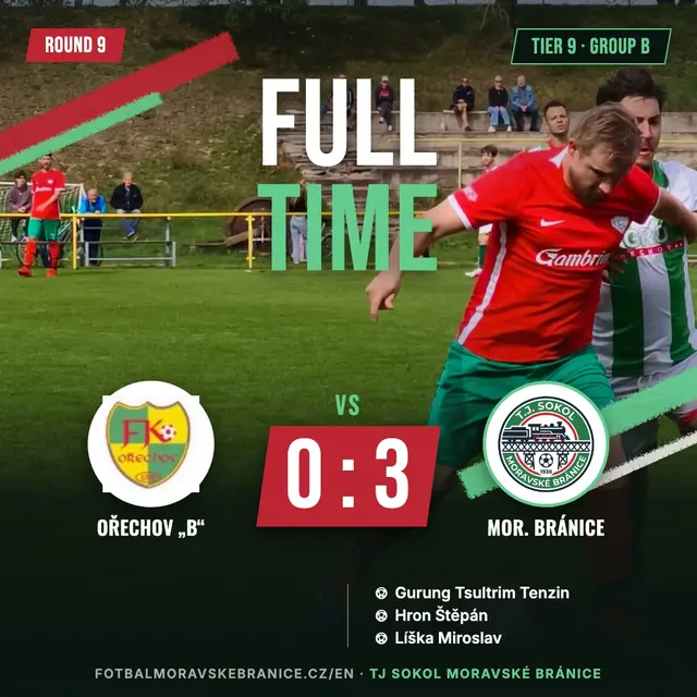 Match graphic: Ořechov „B“ – Moravské Bránice 0:3