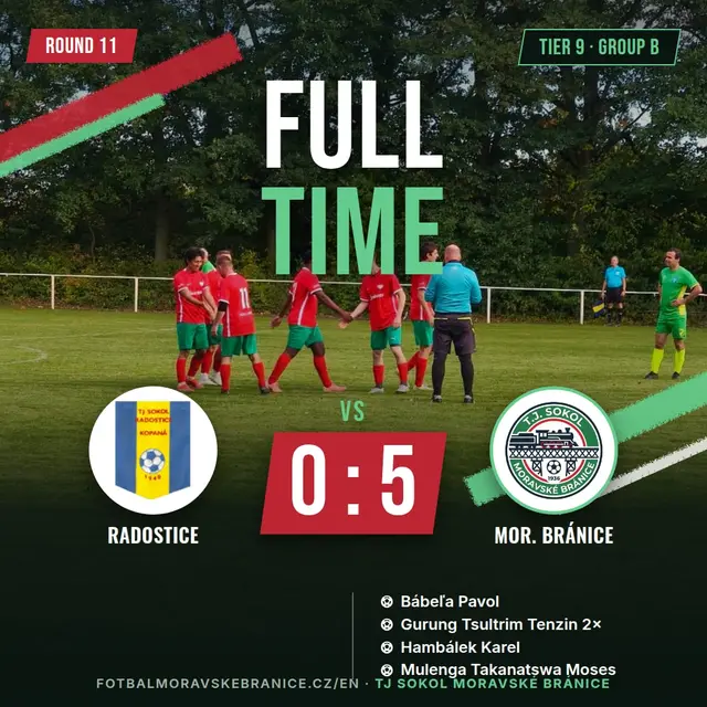 Match graphic: Radostice – Moravské Bránice 0:5